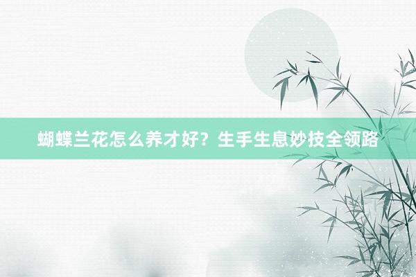 蝴蝶兰花怎么养才好？生手生息妙技全领路